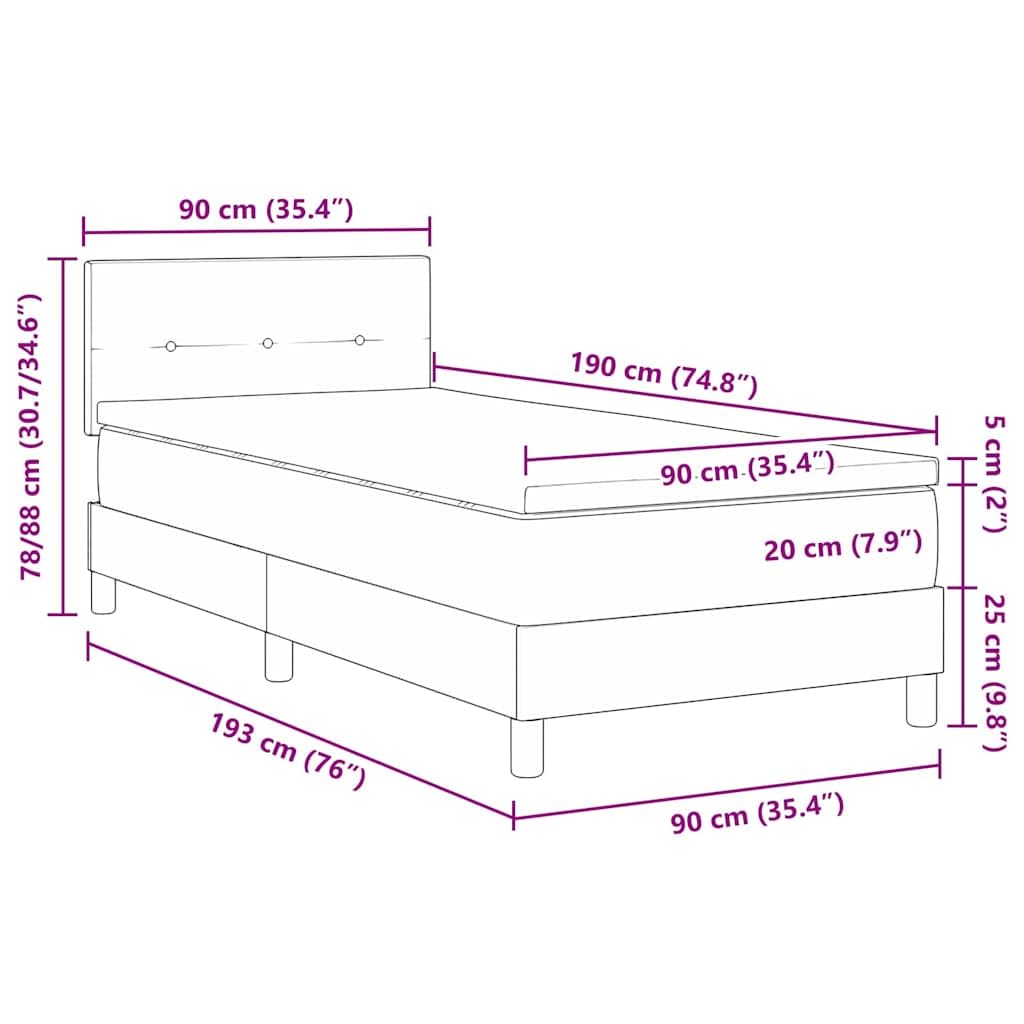 Cama con somier LED gris claro con cabecero y tiras LED RGB de 90 x 190 cm, tela, estructura de cama estable con cabecero ajustable, incluye colchón y cubrecolchón para dormitorio y