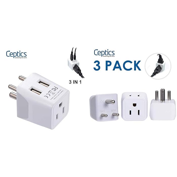 Buy India Travel Adapter Bundle by Ceptics Type D Charge Multiple
