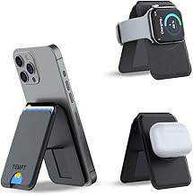 Tempt Trigo 15W Mag-Safe Wallet Charger | Ultra Slim | Premium Soft Leather Card Holder Upto 3 Cards | Magnetic Wireless Charger | Free Type C Cable (Black)