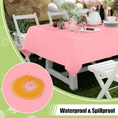 Image of Smiry Disposable Table Cloth - 15 Pack, 54 x 108 Inch Waterproof Rectangle Tablecloths for Easter Party, Valentines & Mothers Day Decorations, Decorative Plastic Table Cover, Leakproof & Sturdy, Peach
