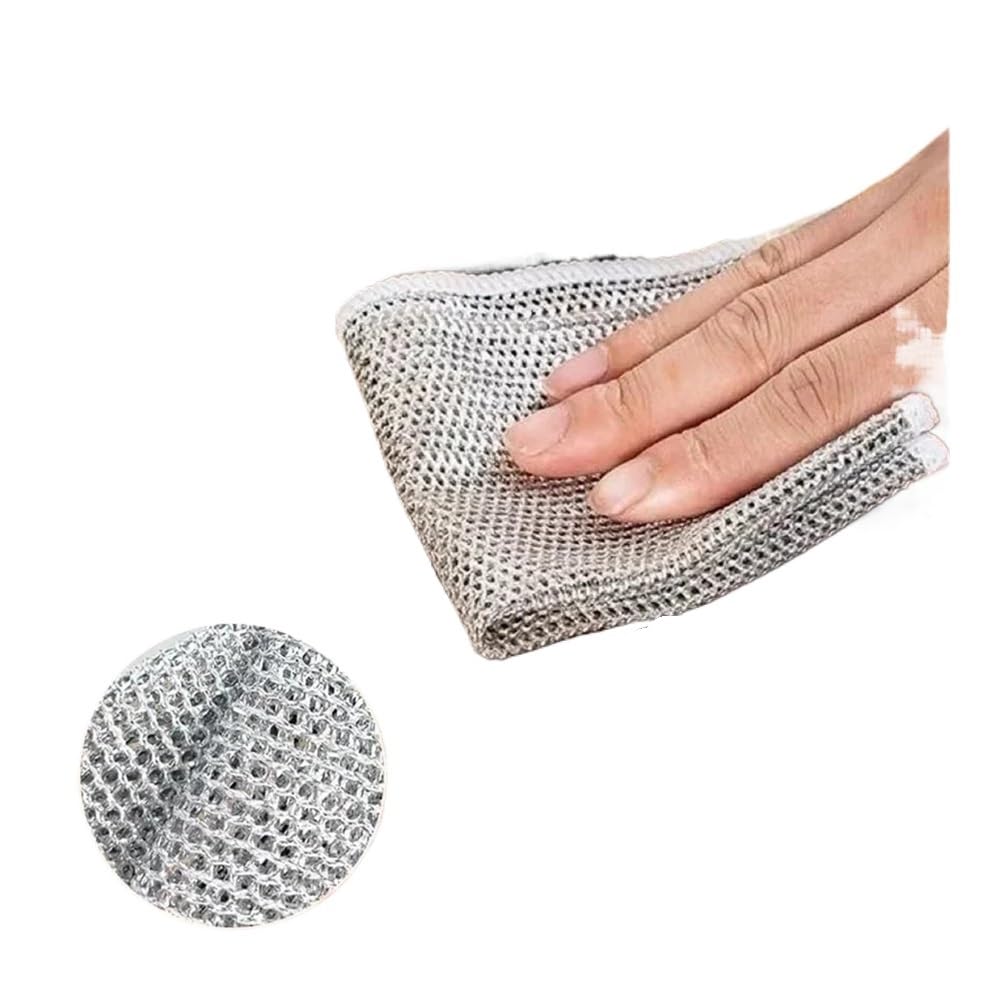 Panni di pulizia del filo di acciaio Doppio Strato Metallo Argento Asciugamani Cucina Pentola Pan Piatto Antiaderente Olio Stracci Panno