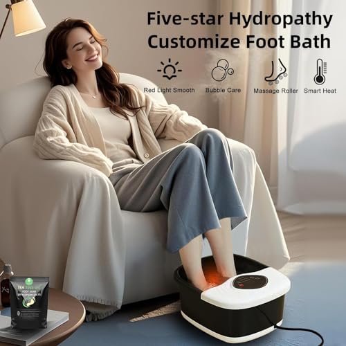 Image of closewave Foot Spa Bath Massager with Heat, Red Light & Oxygen Bubbles,Shiatsu Rollers Epsom Salt Temperature Control, Relieves Stress and Feet Pain - Home Pedicure Soaking Tub Gift for Women /Men