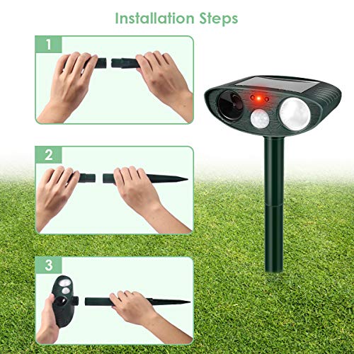 Humutan Ultrasonic Dog Mosquito Repellent, Outdoor Powered and Non-Windproof ultrasonic pest Repellent, cat Repellent with Motion Sensor and cat, Dog, Bird and Skunk Flash Sound generators