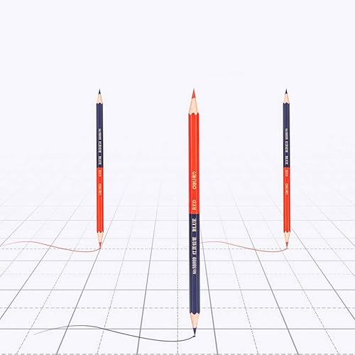 Miniatura 3 de lápiz rojo y azul doble cabeza 12, adecuado para ingeniería, medicina, marcado