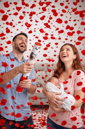Image of Rose Petal Party Popper /Confetti for Anniversary, Party,Birthday, Wedding Celebration Flower Shower Launcher | Engagement, Reception, Photoshoot Decoration (Pack of 2Pcs) (30, ROSE)
