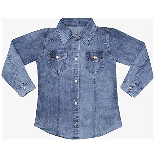 Camisa Juvenil Look Jeans Manga Longa Jeans - UNICA - 18