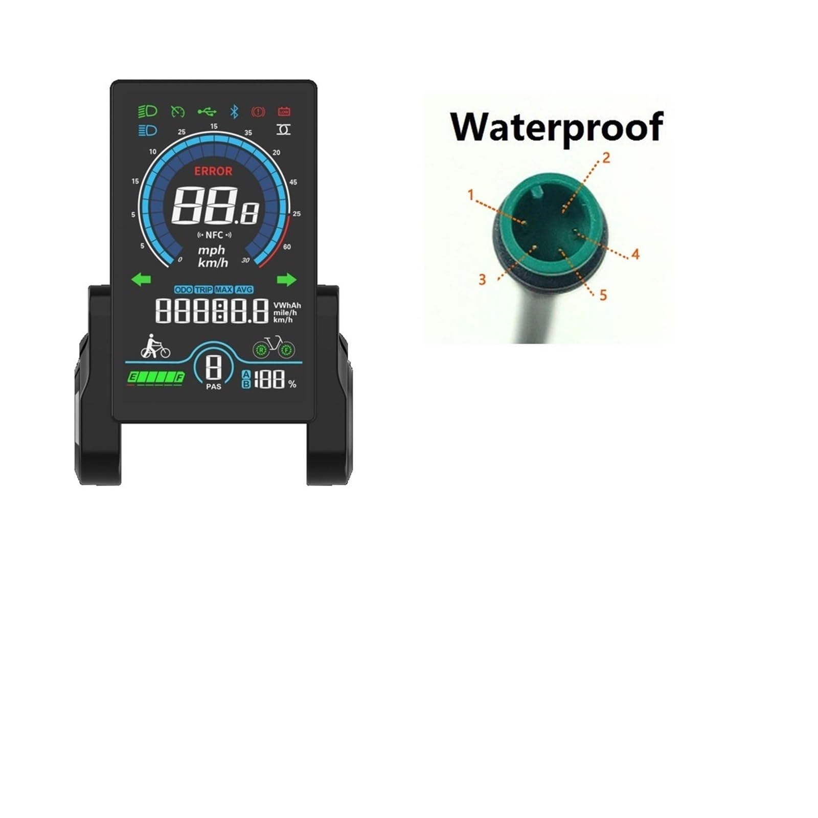 Pantalla para Ebike, Pantalla LCD para E-Bike 24V-72V Vertical De 4" 818