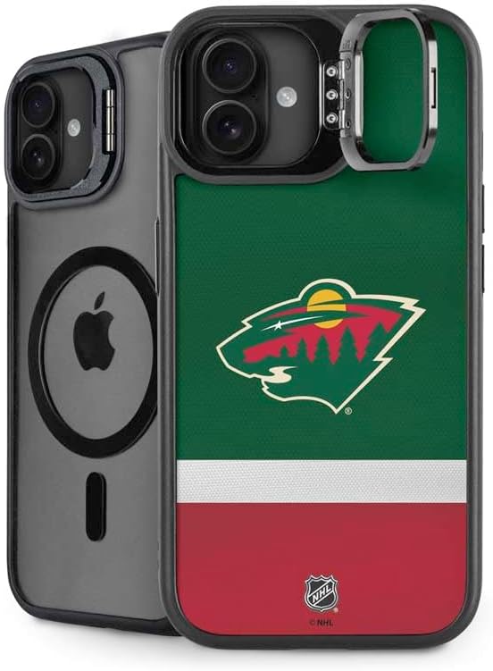 Skinit Kickstand Phone Case Compatible with iPhone 16 - Officially Licensed NHL Minnesota Wild Frozen Design