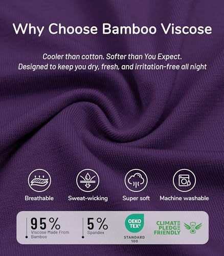 Image of NACHILA Women's Bamboo Viscose Pajama Sets Summer Cooling Short Sleeve Capri Soft Pjs Night Sweats Moisture Wicking Sleepwear