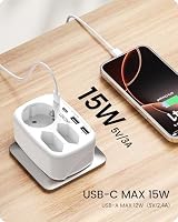 LENCENT USB Steckdose 7 in 1 Mehrfachsteckdose Steckdosenadapter 3 Fach – Ansicht 3