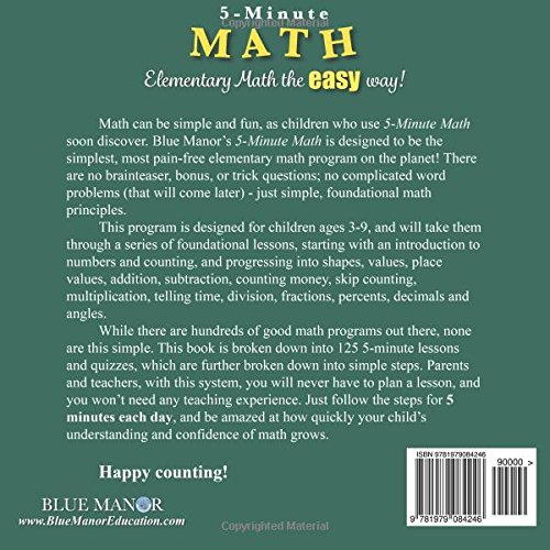 5-Minute Math: Elementary Math the easy way! (Blue Manor Preschool & Kindergarten Christian Homeschool Curriculum) - Image 2