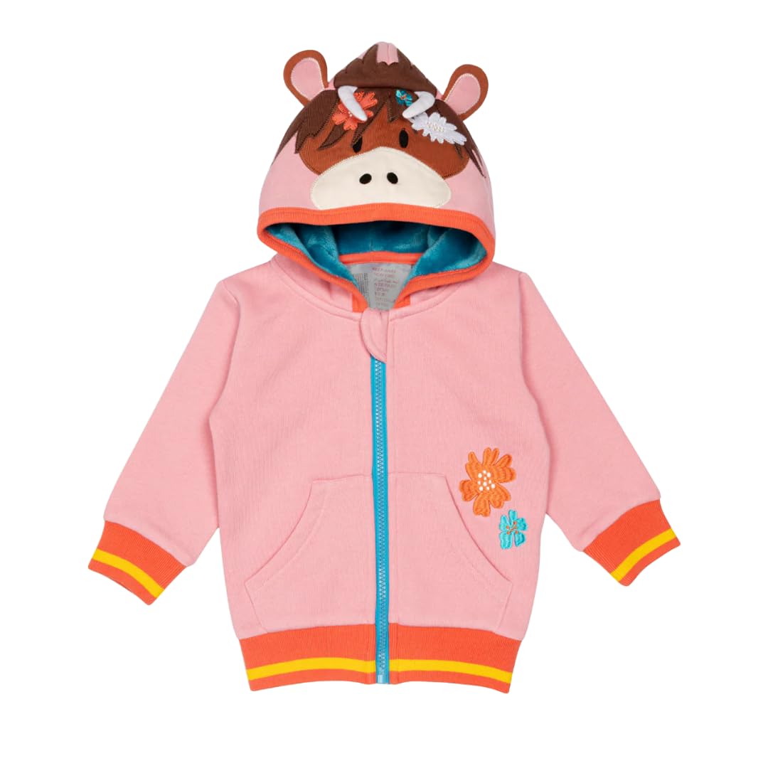 Blade & Rose | Bonnie Highland Cow Hoodie | Unisex Clothing For Babies & Toddlers | For Ages 5-6 Years | Pink