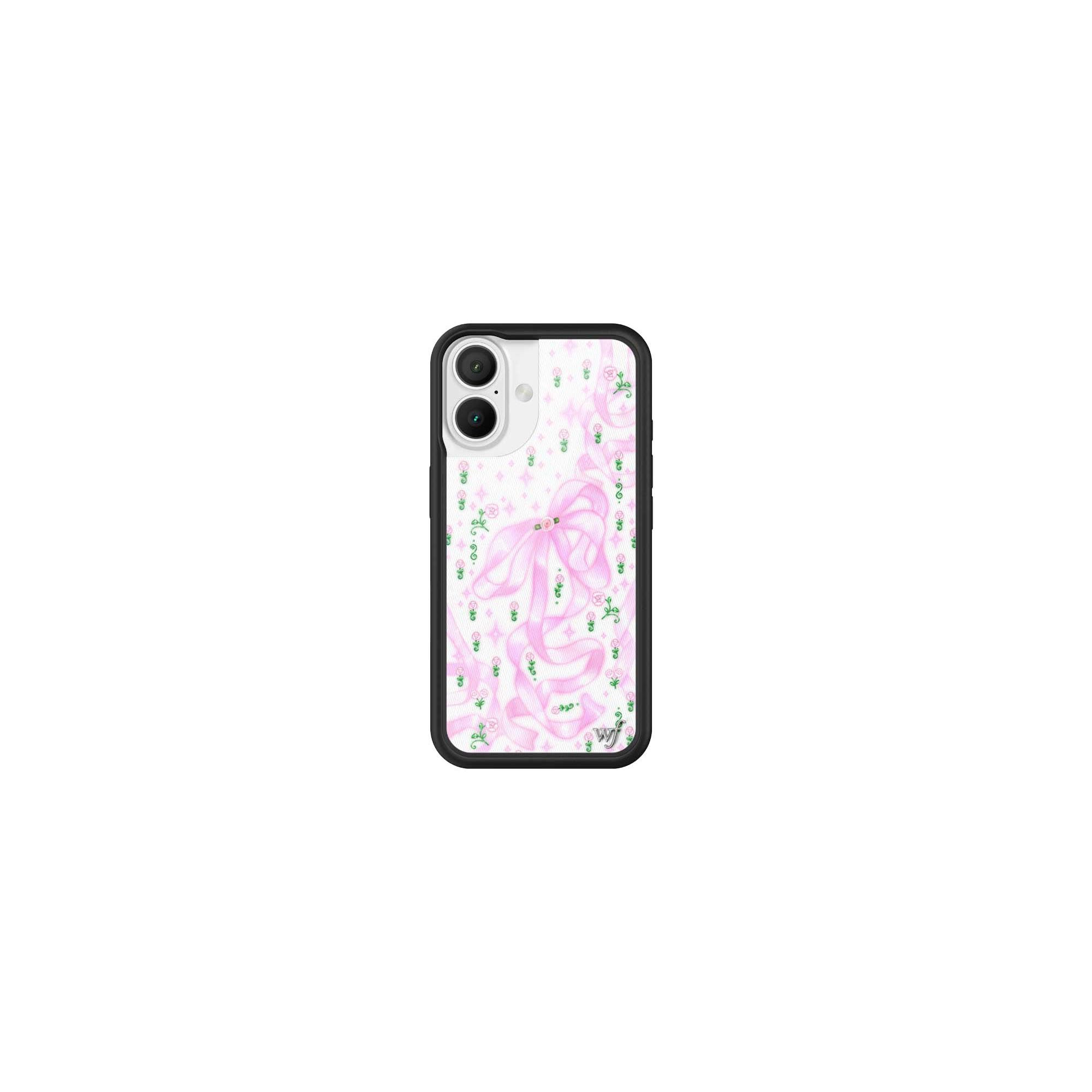 Wildflower Cases - Ribbons & Rosettes, Compatible with Apple iPhone 16 | Pink Bow Girl Sparkle Popular Aesthetic Cute Trendy - Protective Black Bumper, 4ft Drop Certified, Women Owned Small Business