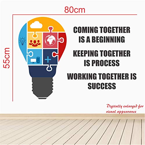 Image of StickMe 'Working to Gather is Success - Office - Inspirational - Motivational - Quotes - Wall Sticker' -SM698 (Multi Colour, Vinyl - 80cm X 55 cm)-Self-Adhesive
