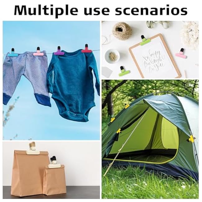 20 Pcs Chip Bag Clips Plastic Heavy Duty Food Bag Clips Heavy Seal Grip for Food Storage Snack, 3.07 x 2.56 x 1.46 Inch(Multicolor)