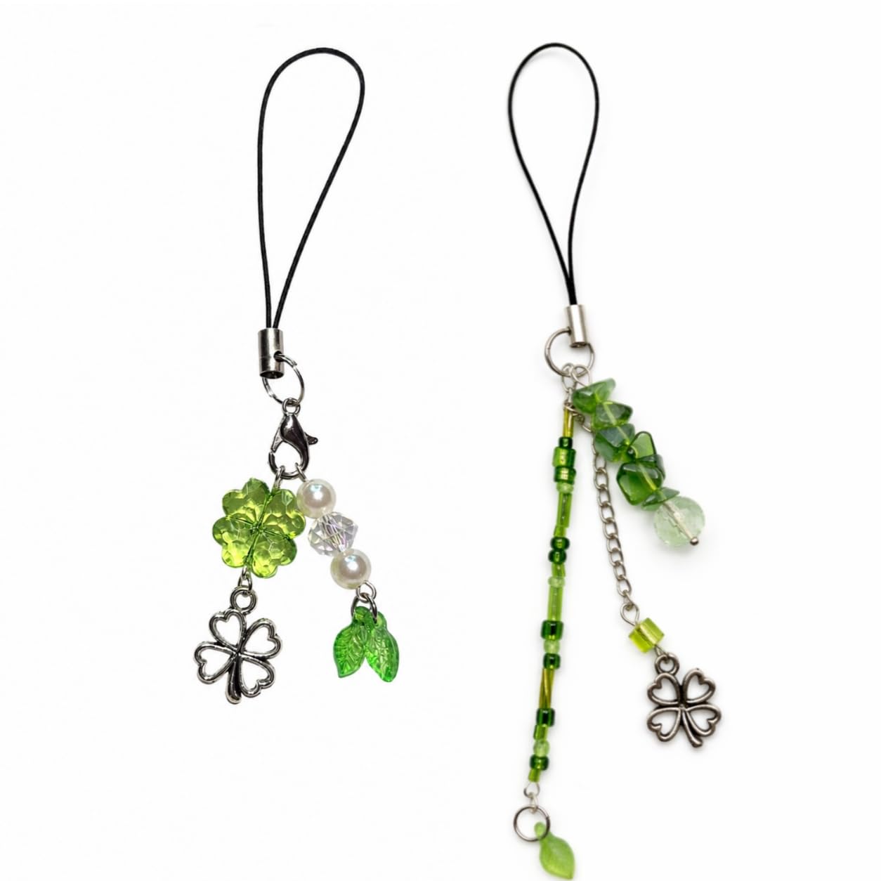 Lucky Leaf Phone Charm | Clover | Pack of 2 | Glass beads, Metal | Bag Charm, Cell Phone Charms Strap Gift for Girls-image-17