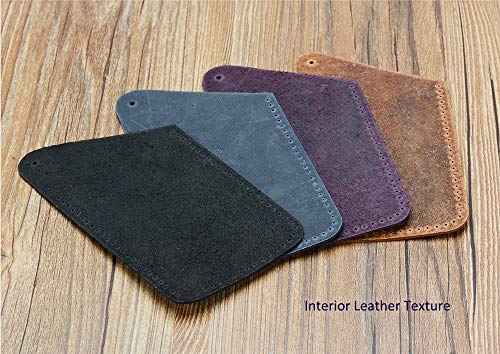 Image of Handmade Leather Double Pen Case Crazy Horse Leather Fountain Pen Pouch Protective Sleeve Cover