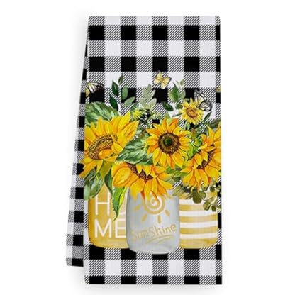 Geschirrtücher Schmetterling Gelbe Blume Handtücher Waffeltücher Küchentücher Geschirrhandtücher Saugfähige Trockentücher Küche Multi-Purpose Abtrockentücher Küche Handtuchset 4 Stück (40x60cm)