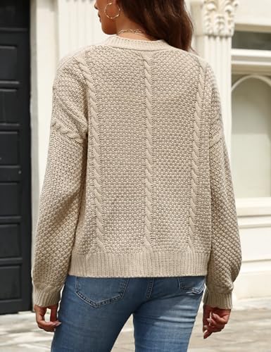 VIMPUNEC Womens Fall Casual Cardigan Sweaters Chunky Cable Knit Jackets Long Sleeve Open Front Coats2