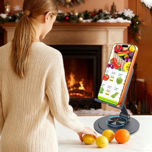 Suporte para celular, suporte giratório de 360°, totalmente ajustável, duplo, dobrável, para celular, base compatível com iPhone 17 16 15 14 13 12 11 Pro Max Xs XR X 8, Samsung, Switch iPad Air Tablet