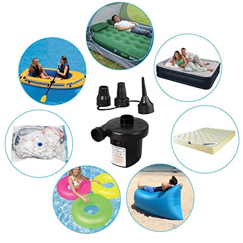 Image of DRUDRAYA Electric Air Pump for Inflatable Swimming Pools, Air Beds & Toys | Portable High-Pressure Pump for Mattress, Pool Floats, Sofa - Ac 230v Air Blower for Indoor & Outdoor Use - Black