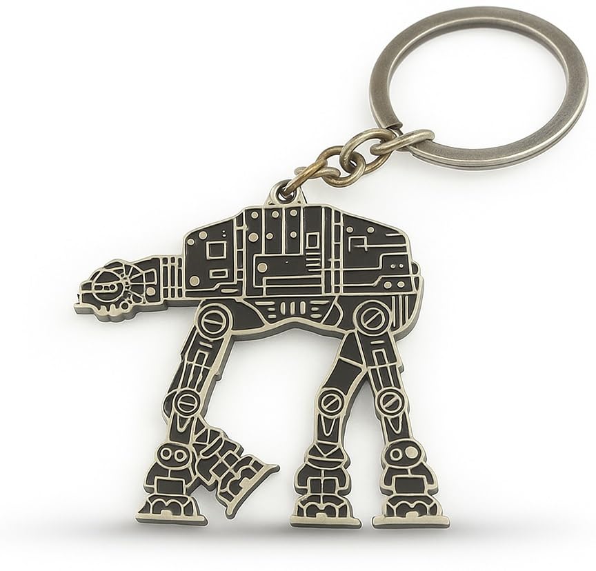 WOO LANDO Schlüsselanhänger aus Metall mit Ring- für Fans der Jedi Science Fiction Saga (AT-AT)