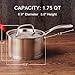 HOMICHEF 1.8 QT NICKEL FREE Stainless Steel Sauce Pan with Lid Coating Free - Non Toxic Matte Polished Stainless Steel Pot with Thick Bottom for Induction