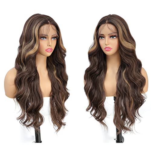 X-TRESS X-Tress HighLight Lace Front Wig 26'' Long Wavy Hair Synthetic 13x4x1 Pre-Plucked Baby Hairline T Part Middle Part Natural Looking (TT4/27) - Image 2