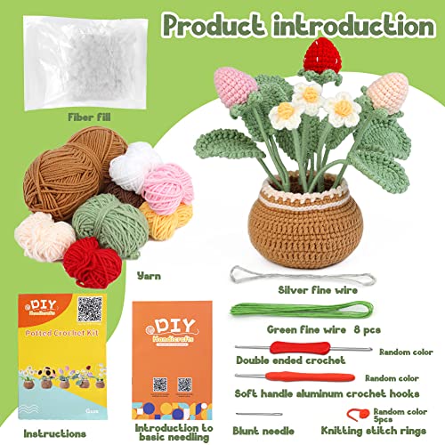 Image of kgxulr Crochet Kit, Strawberry Beginner Crochet Kit for Adult, Knitting Kit