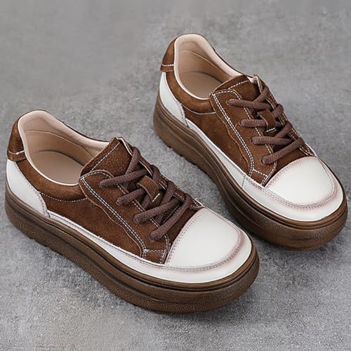 Women's Lace-Up Platform Fashion Sneakers,Comfortable Round Toe Soft Bottom Walking Shoes Breathable Non-Slip Casual Sport Shoes3