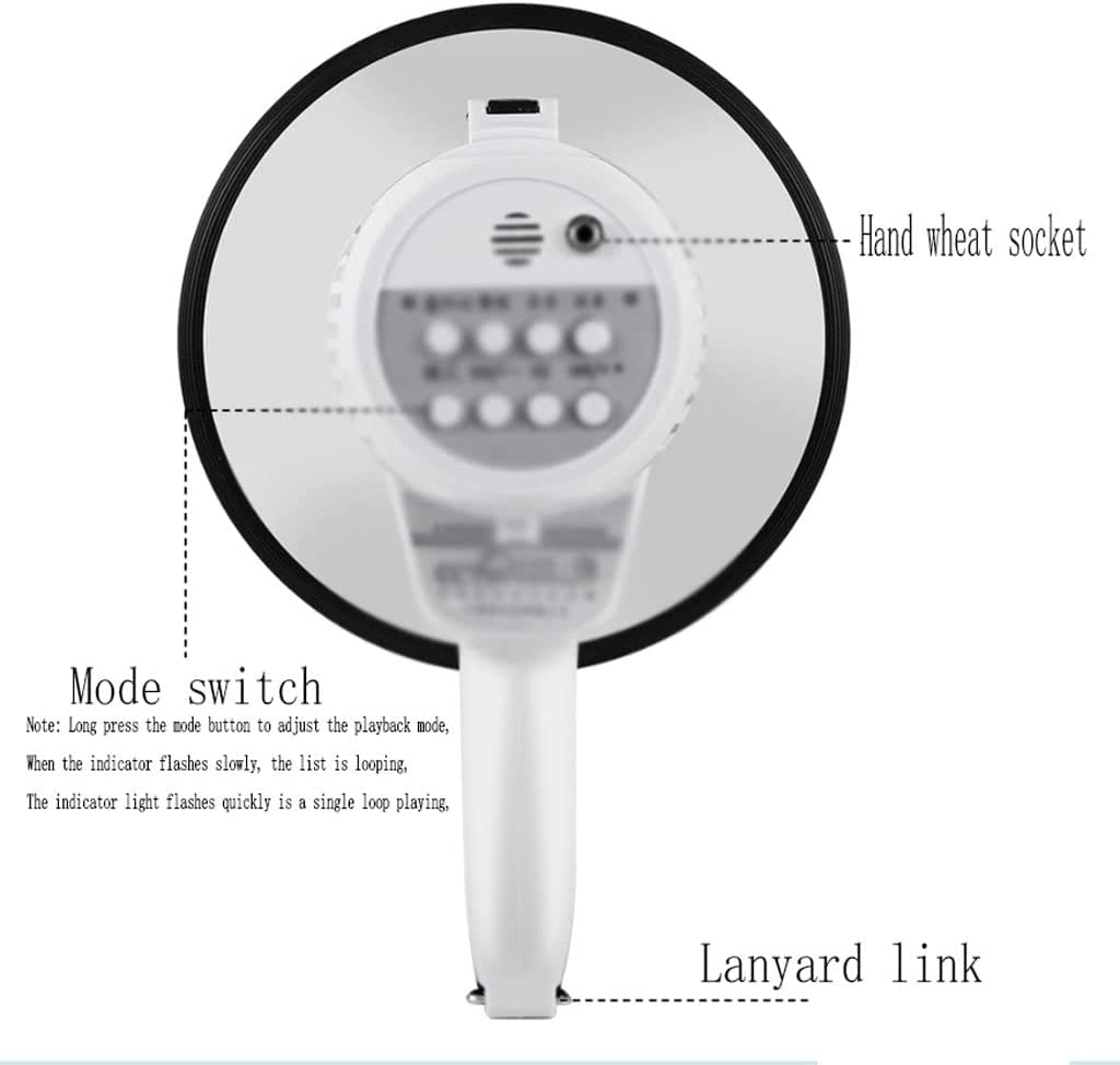 Megáfono de Mano Ligero de 30 vatios, megáfono con Altavoz, megáfono Potente, Volumen Ajustable para Ejercicios de Seguridad y micrófono