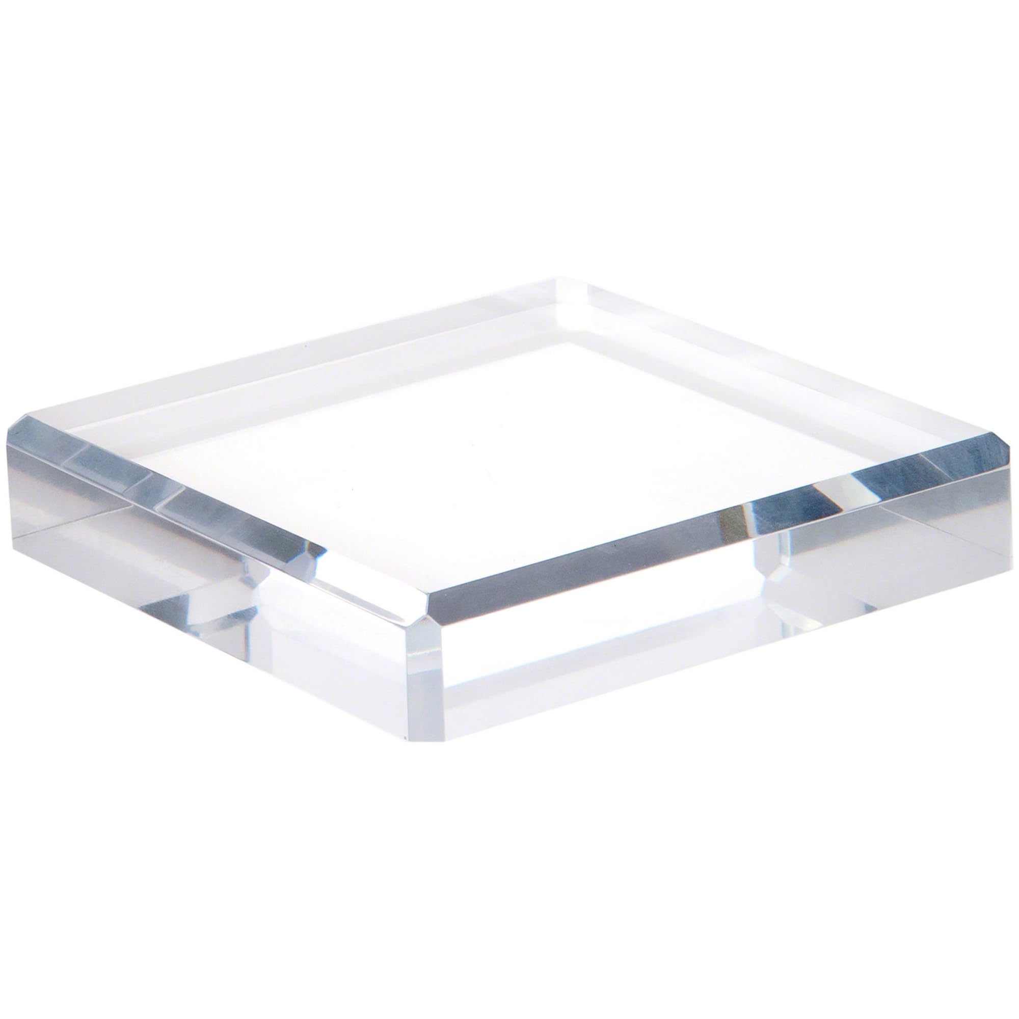 Plymor Clear Polished Acrylic Square Beveled Display Base, 5