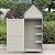 Outdoor Storage Shed with Floor, 68" Tall Wood Garden Tool Shed, Metal Framed Tool Cabinet with Adjustable Shelves, Outside Vertical Tool Shed