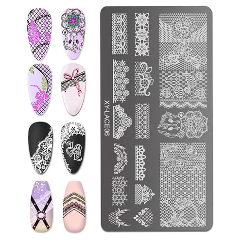 Juego de 6 placas de estampado de uñas para diseños únicos y creativos, accesorios de impresión de metal para salón o hogar, plantillas de uñas de flores