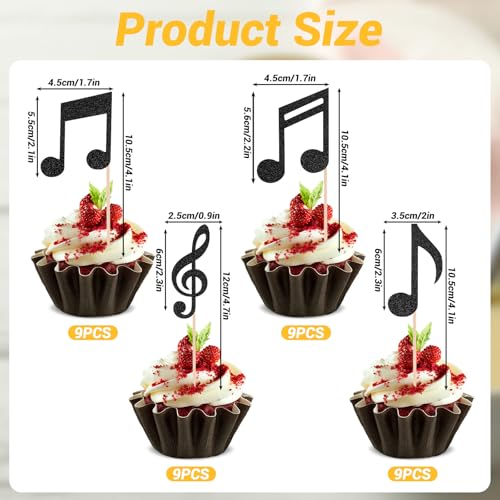 Hariendny 590262_1_DAAKXI4M 36 Pcs Music Notes Cupcake Toppers Glitter Musical Symbol Cupcake Picks Music Notes Party Decorations thumb #1