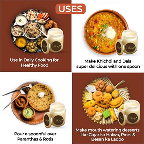 Image of Shahji Premium Buffalo's Desi Ghee Desi Bilona Ghee Noni Ghee Grass fed Murrah Buffalo Traditional Method Improves Bone Health and Digestion (Pack of 1-45.5 ML /50 GMS)