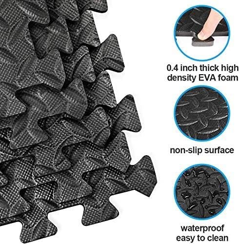 GSQUARE Fitness Puzzle Mat, Gym Floor Mat, Exercise Mat, EVA Foam Interlocking Tiles, Protective Flooring for Gym Equipment and Workouts, 12mm Extra Thick (Yellow, 4pcs - 16 Square Feet) 2