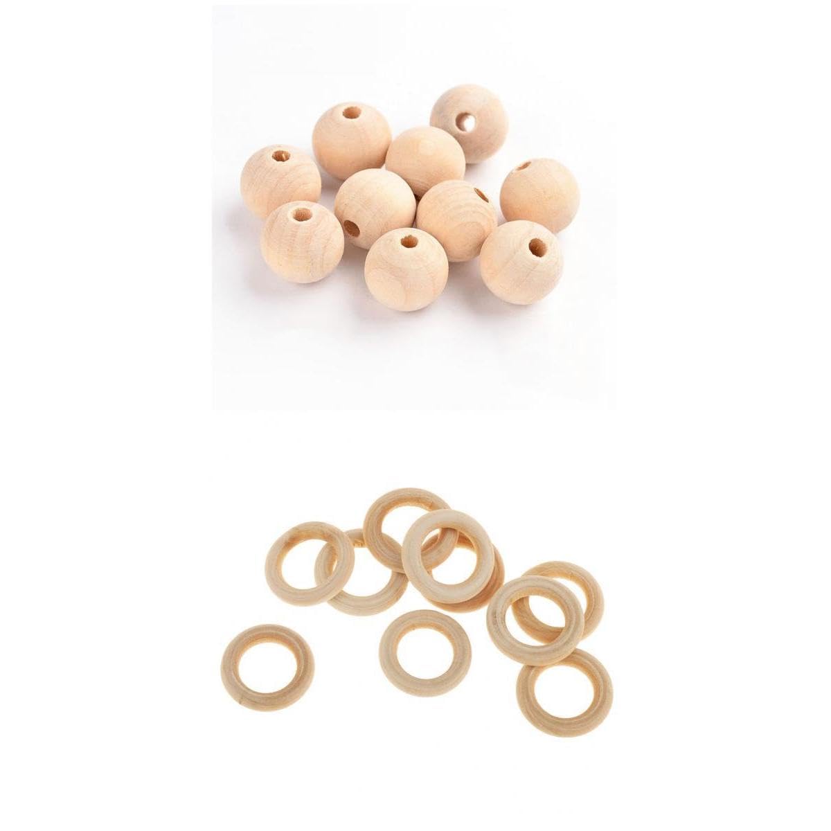 SNAPPSY 60pcs Natural Wooden Unpainted Craft Beads Rings Jewelry Making Findings DIY-picture-39
