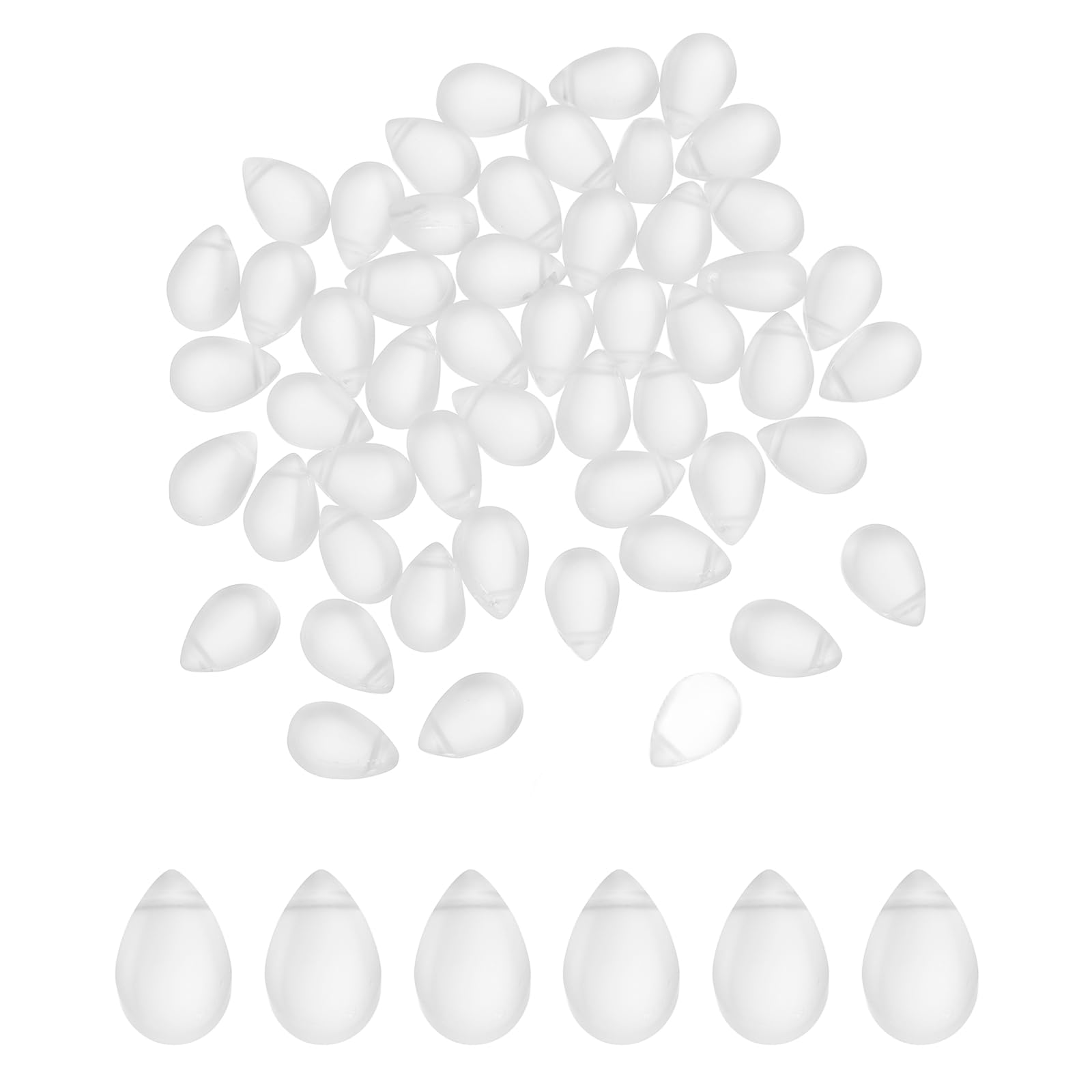 sourcing map 60 Pcs Teardrop Crystal Glass Beads, 6x9mm Teardrop Glass Charm Pendants Water Drop Beads Top Drilled for Jewelry Making DIY Craft Bracelets Necklace, Frosted White โ image 1