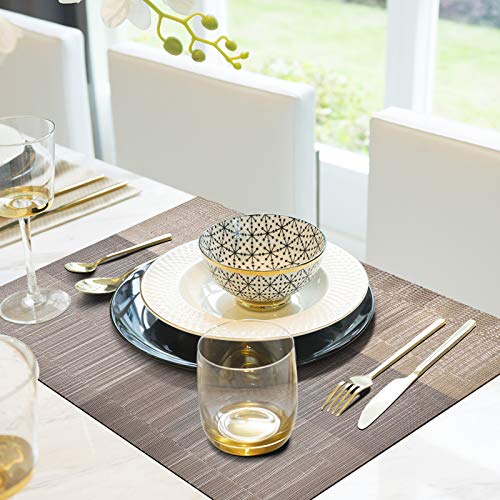 Image of Aofmee Placemats, Placemats for Dining Table Set of 6, Heat Resistant Place Mats, Washable PVC Table Mats, Woven Vinyl Placemats, Non-Slip Stain Resistant Kitchen Table Placemats, Easy to Clean