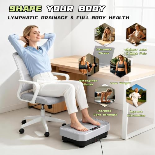 Image of Homesy Vibration Plate Exercise Machine, Vibrating Plate for Lymphatic Drainage, Full Body Shake Platform Board for Home Fitness and Fat Burning, Sport Gym Equipment for Women Men