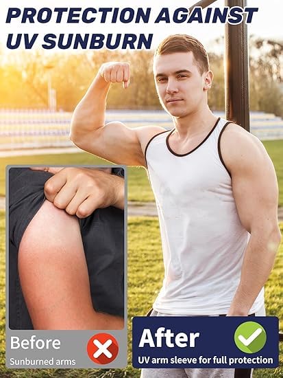 Image of Luminex Commerce Cooling Arm Sleeves for Men & Women, UV Sun Protection Hand Sleeves, Cricket, Motorcycle, Golf