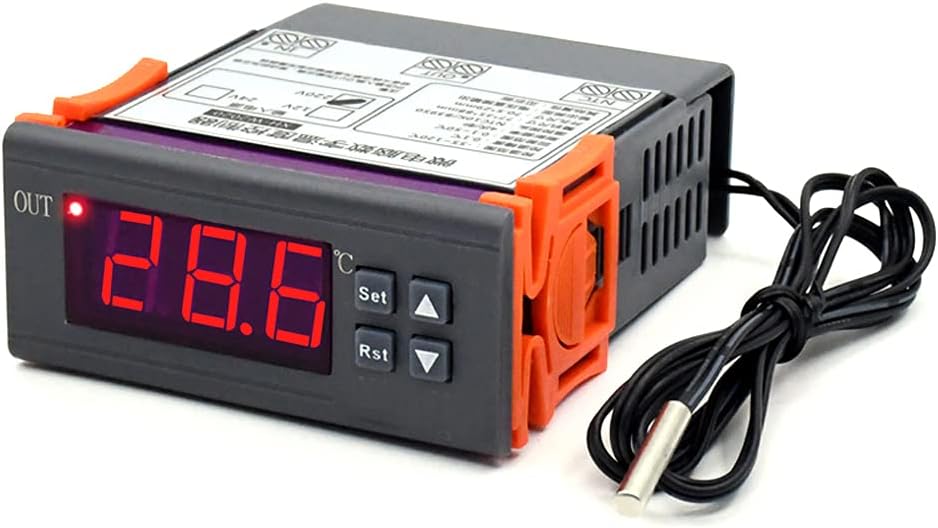 W2020 220V Miniature Electronic Digital Display Smart Thermostat Temperature Controller Heating and Cooling Switch Constant Temperature 0.1 Accuracy