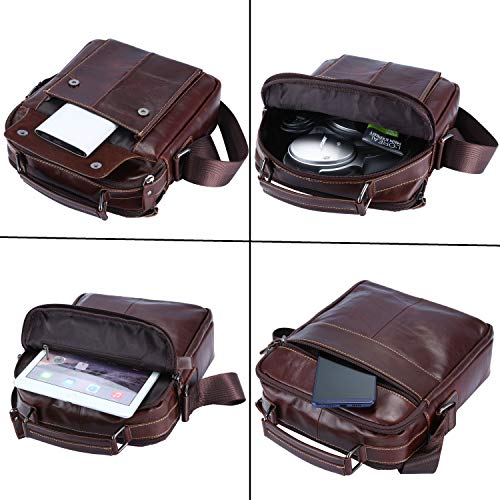 BAIGIO schoudertas heren lederen schoudertas business werktas crossbody voor 6 inch tablet computer - Image 5
