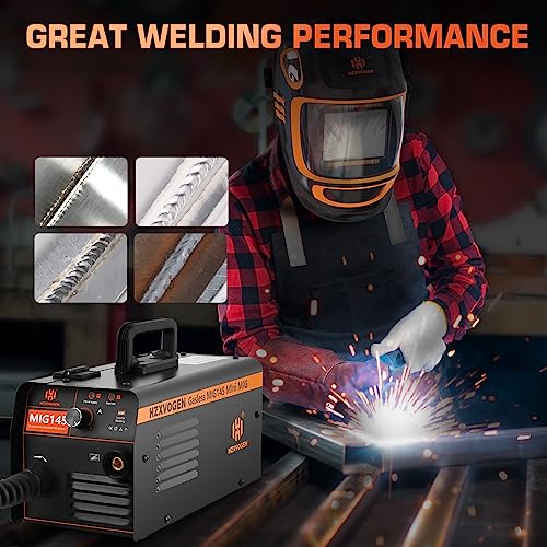 H Hzxvogen Hzxvogen 145A Mig Welder 110V/220V Flux Core Welder Dual Voltage Gasless Mig Welding Machine Igbt Inverter Portable Welder Machine thumb #2
