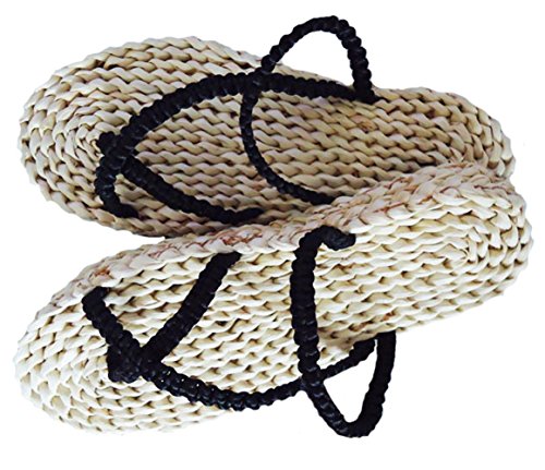Handmade Straw Sandals Flip Flops Beach Shoes Cosplay Woven Slippers