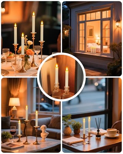Image of Yme Rechargeable Flameless Taper Candles Battery Operated with Remote Timer