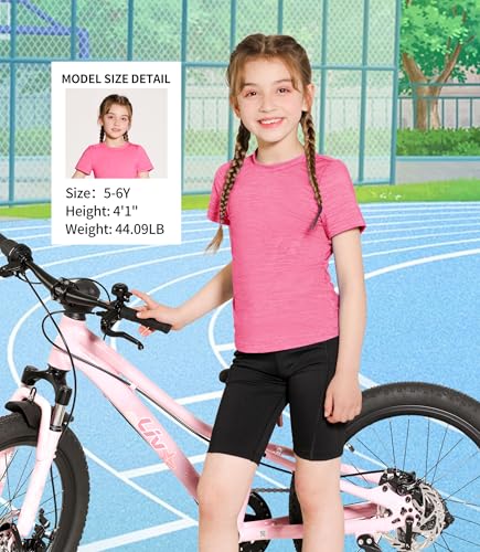 Image of Girls Athletic Shirts Short Sleeve Quick Dry Fit Crew Neck Activewear Summer UPF 50+ Tees Tops for Kids Teens 3 Pack Grey+Light Blue+Rose Pink 13-14 Years