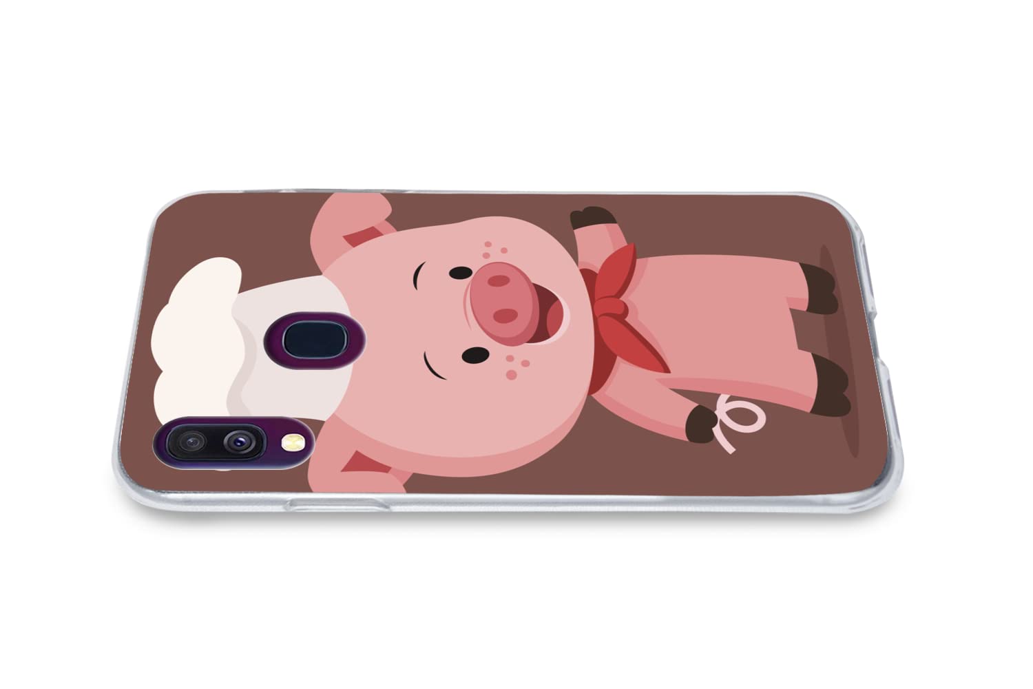 MuchoWow Funda para Samsung Galaxy A40 - Una ilustración de un lechón con Gorro de Cocinero - Funda de Silicona/Funda Blanda para teléfono móvil
