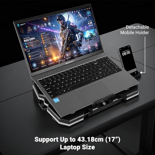 ZEBRONICS NTC2000, Laptop Cooling Pad, 5 Fans + Electro Thermal Cooler, Upto 17 inch Laptop, Dual USB Port, Detachable Mobile Holder, Anti-Slip... - Image 5